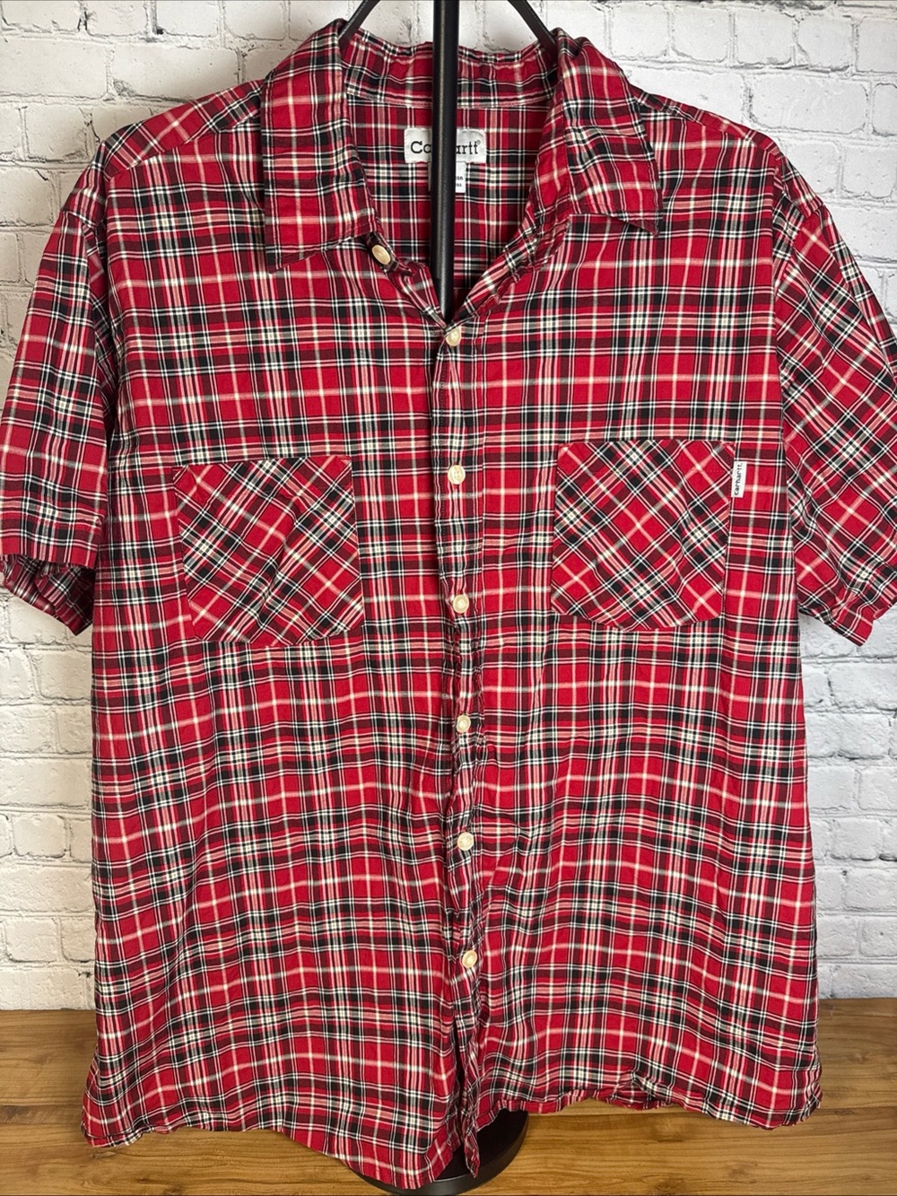 Carhartt Red Plaid Short-Sleeve Button-Down Shirt